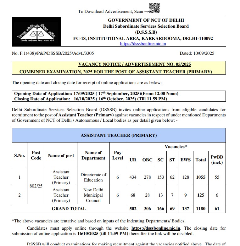 How to Apply for DSSSB Assistant Teacher Primary Online Form 2025